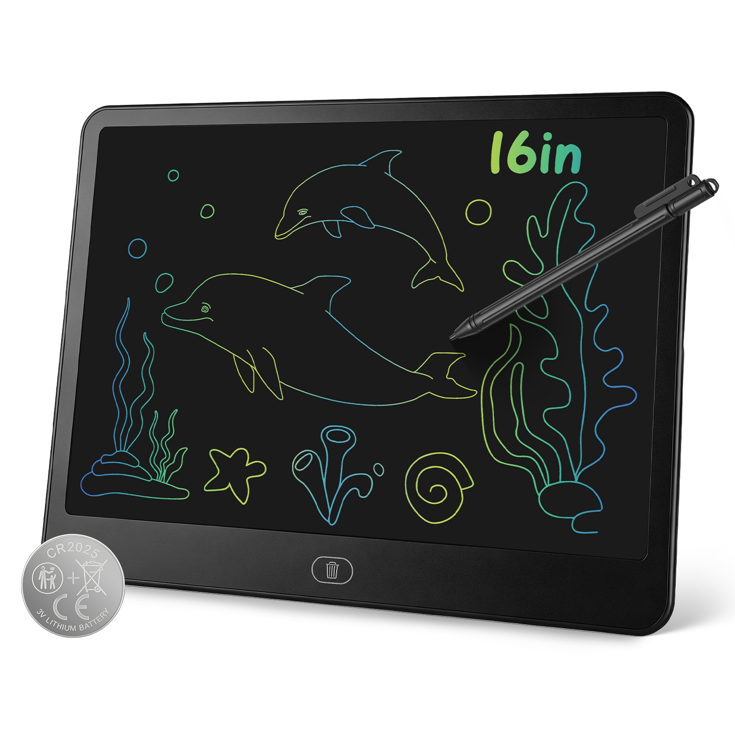 16-Inch LCD Doodle Tablet with Stylus — Black