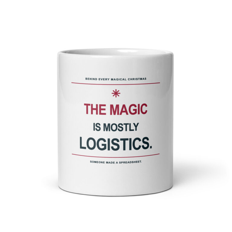 The Magic Is Mostly Logistics — Christmas Mug, 11 oz